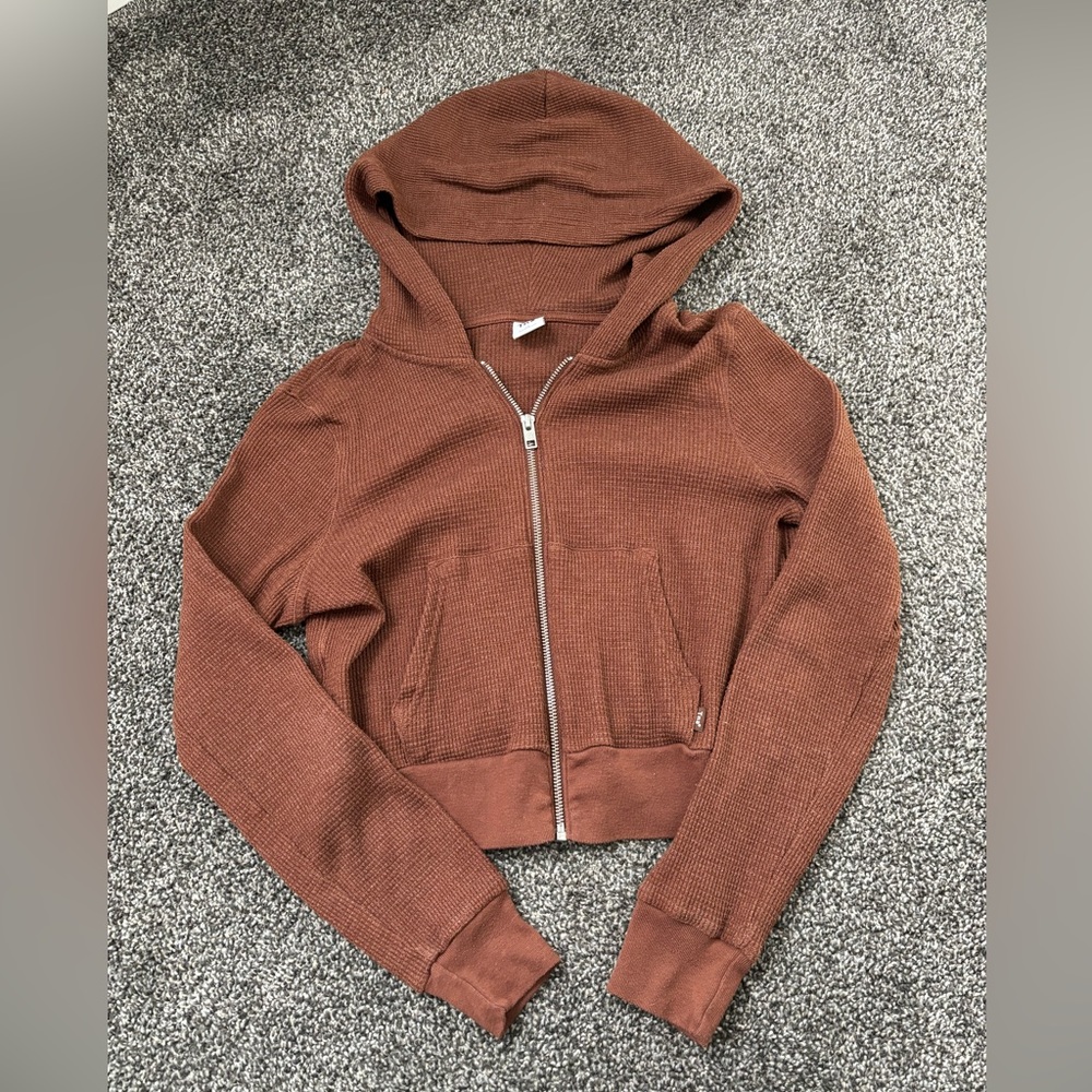 Aritzia TNA Cozy Brown/Orange Hooded Sweater